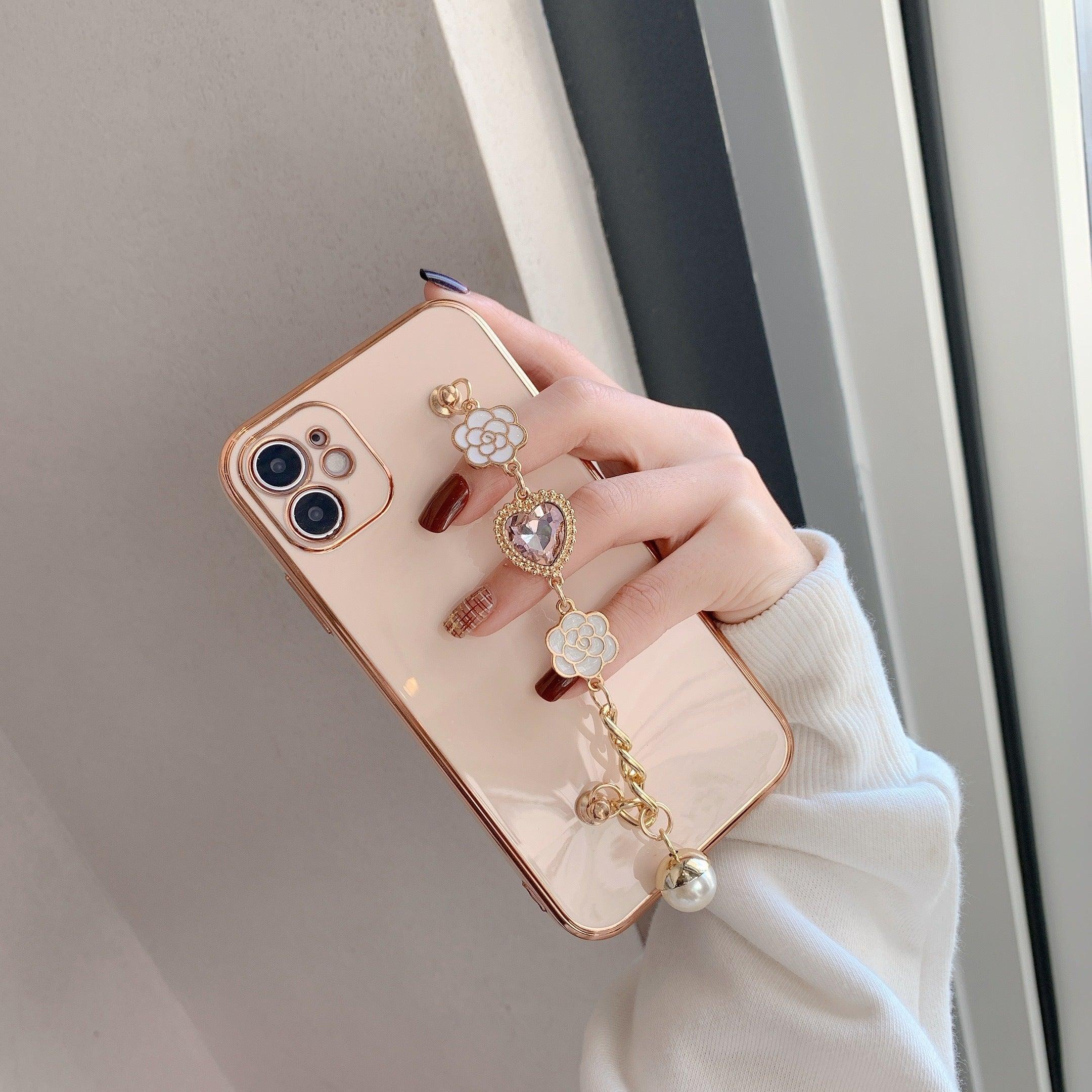 Camellia Electroplating Bracelet Soft iPhone Case - Viexta