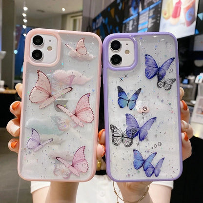 Epoxy Glitter Butterfly iPhone Case