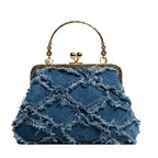 Denim Style Rhombus Clip Handbag - Viexta