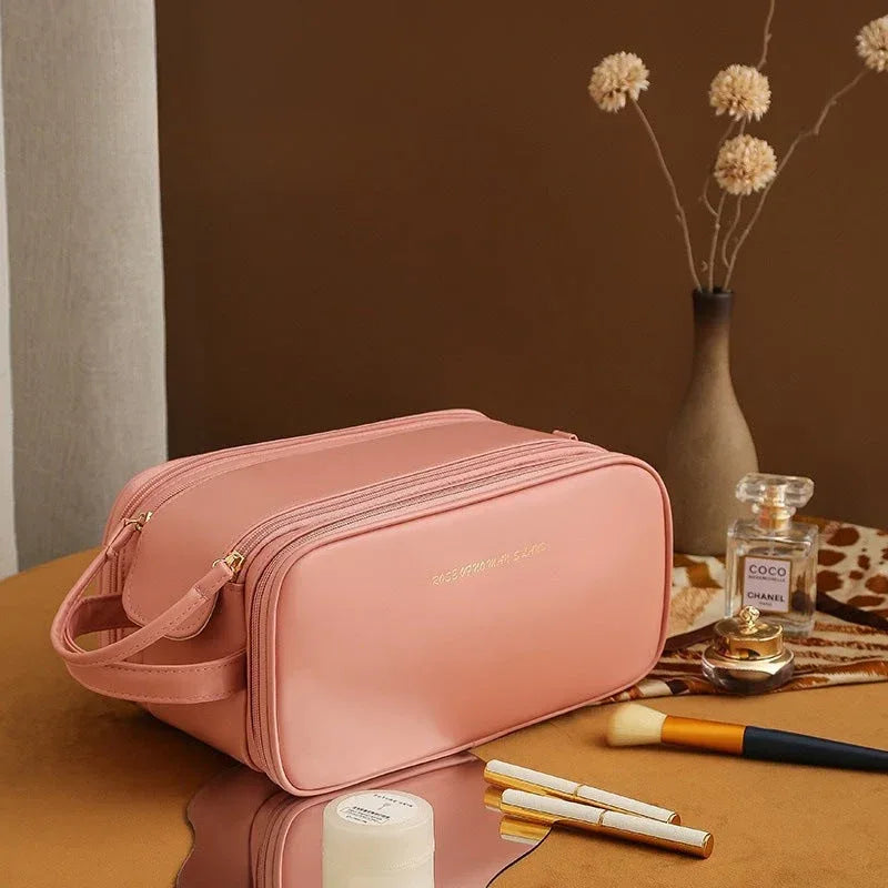 Three-layer Double Zipper U-shaped Cosmetic Bag - Viexta