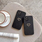 Bronzing Heart Leather iPhone Case