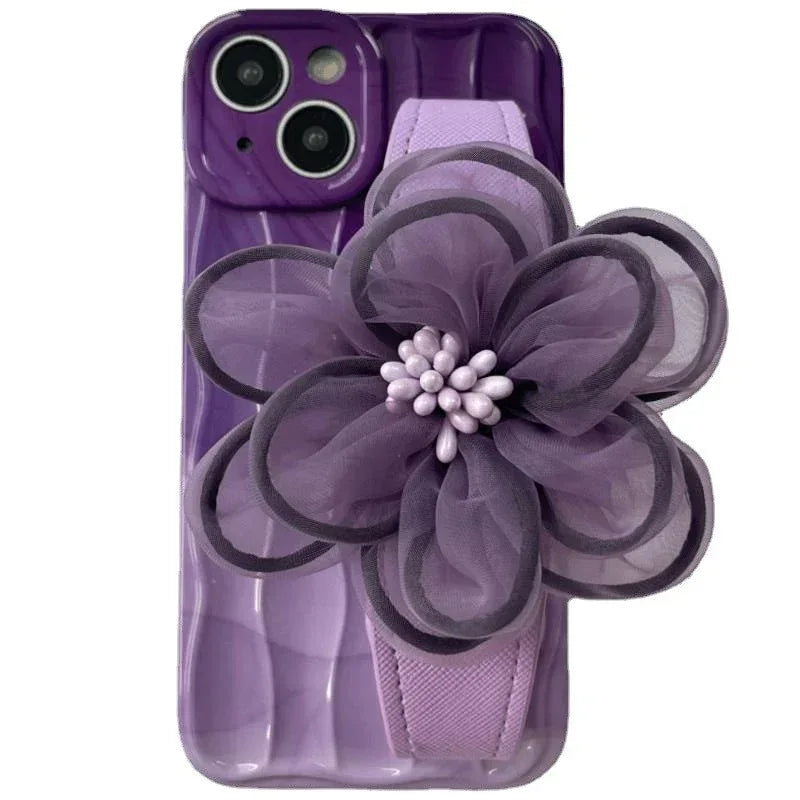 Purple Lace Floral Wristband iPhone Case - Viexta