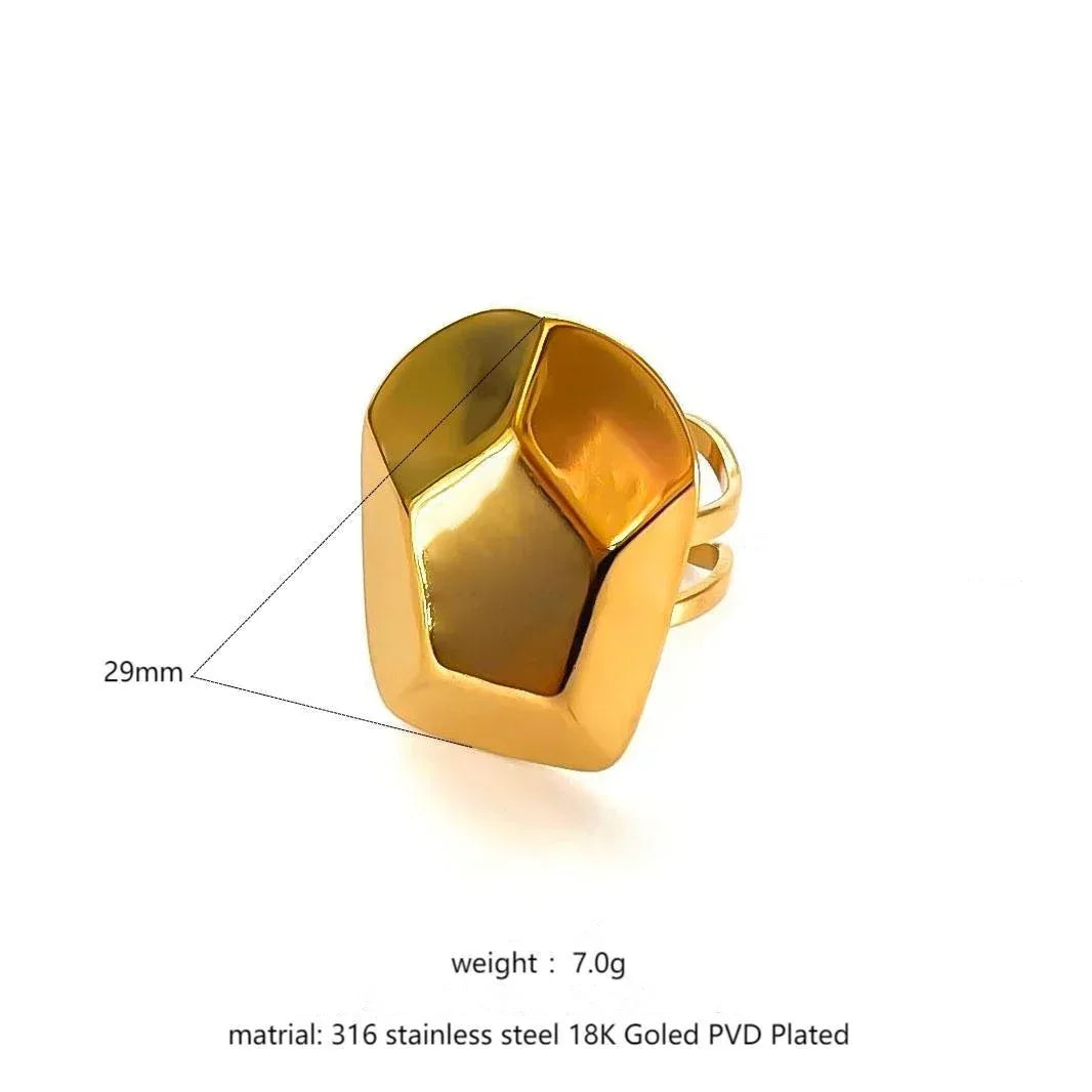 RETRO Geometric Irregular Opening Women's Ring - Viexta