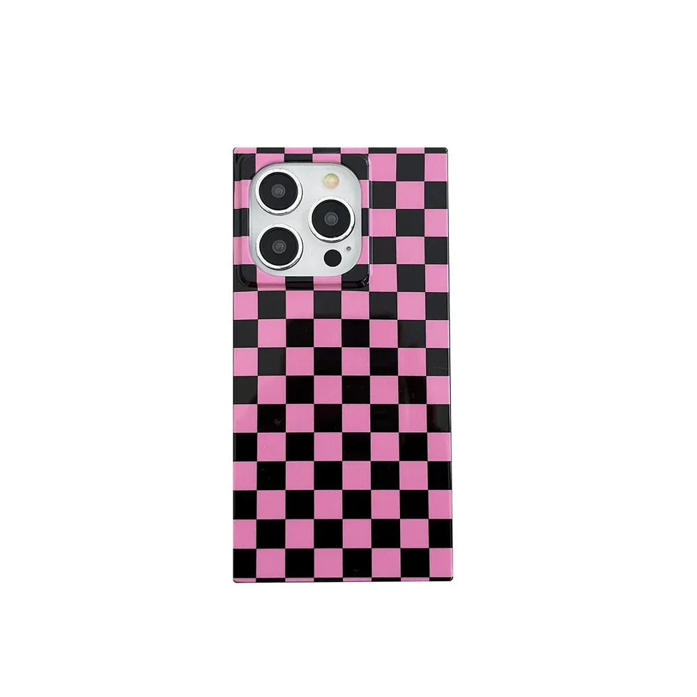 black-chessboard-grid-iphone-case - Viexta