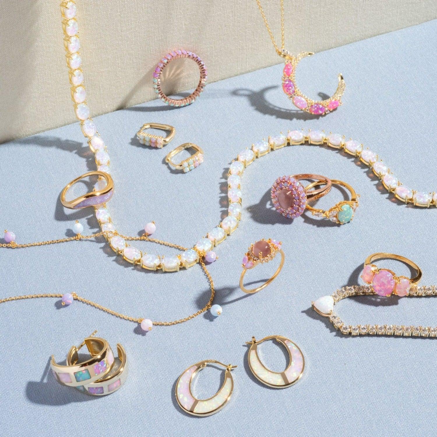 Opal Moon Necklace Diamond Inlaid Clavicle Chain - Viexta