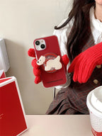 New Year Red Bow Tie Puppy Drop-resistant iPhone Case - Viexta