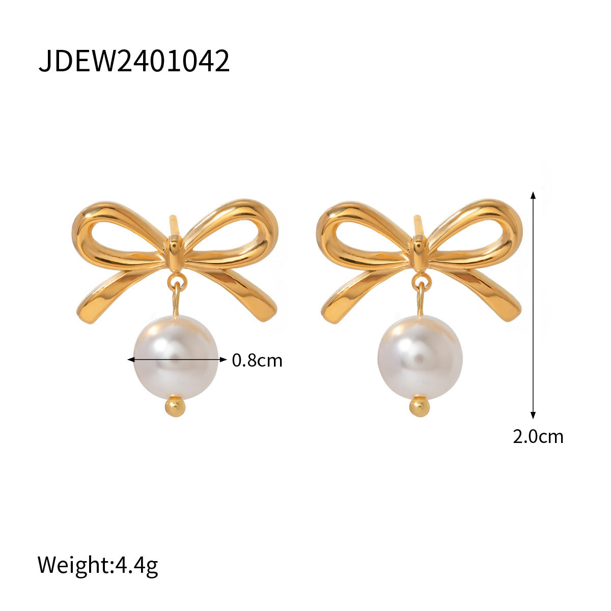 18k Gold Stainless Steel Pearl Ginkgo Pendant Earrings