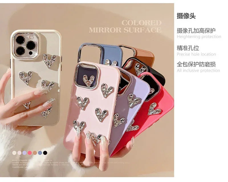 Pleated Metallic Heart iPhone Shell - Viexta