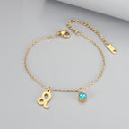 Retro Fashion Zodaic Bracelet Inlaid With Blue Zircon