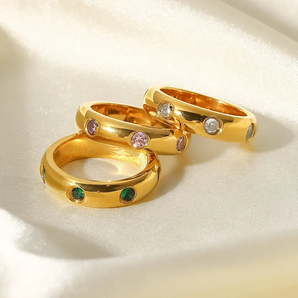 Vintage Stainless Steel Zircon Ring - Viexta