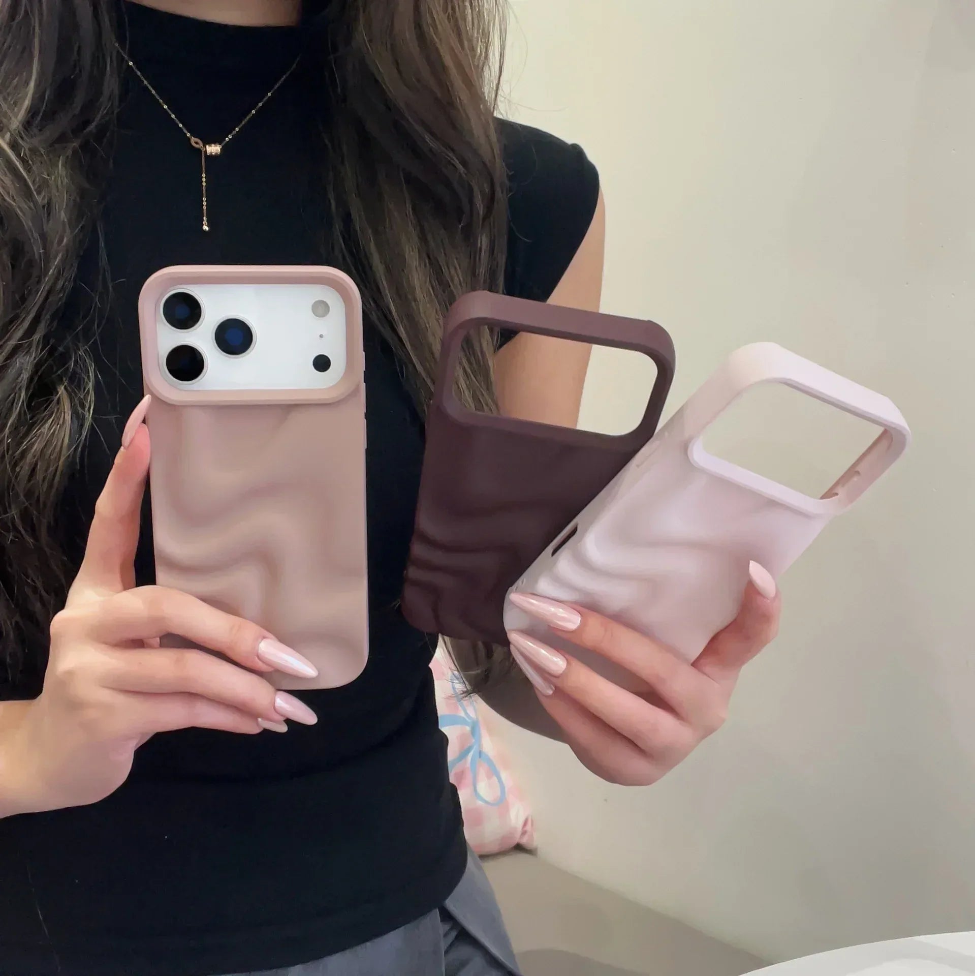 Creative Versatile Solid Color Irregular Wave Pattern iPhone Case - Viexta