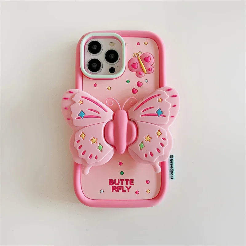 butterfly-creative-folding-bracket-silicone-iphone-case - Viexta
