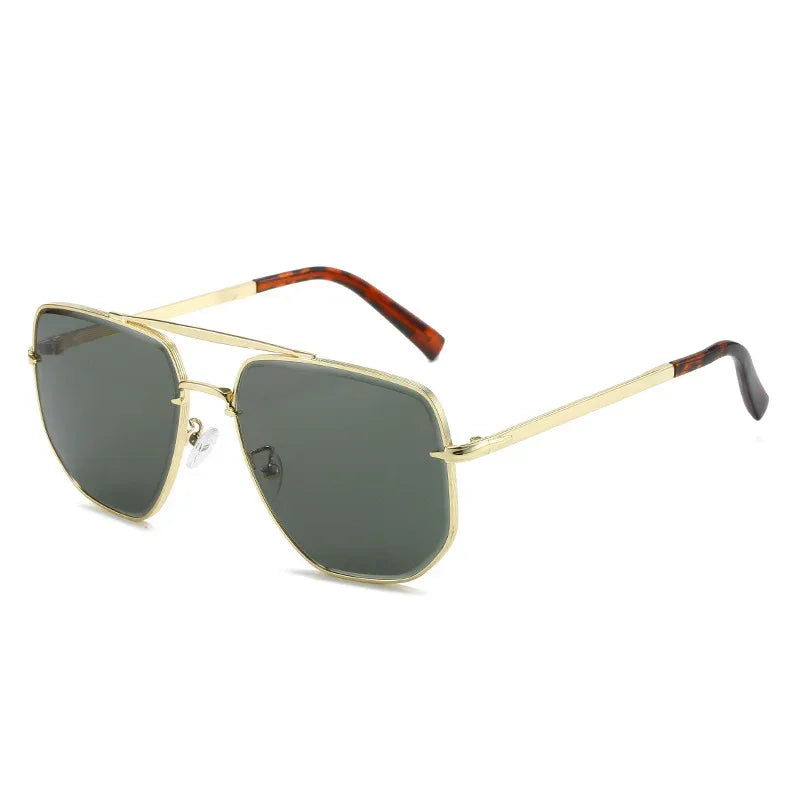 Fashion Square Metal Double Beam Sun Glasses - Viexta