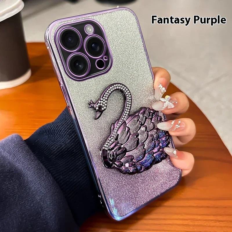 Quicksand Swan Bracket iPhone Case - Viexta