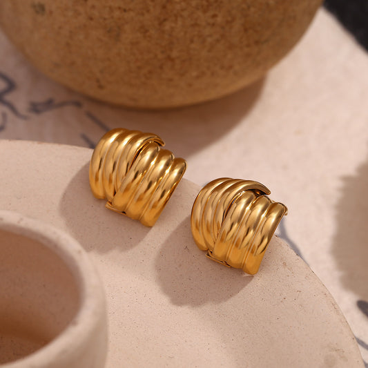 Three-layer Vertical Stripe Cross Ear Studs