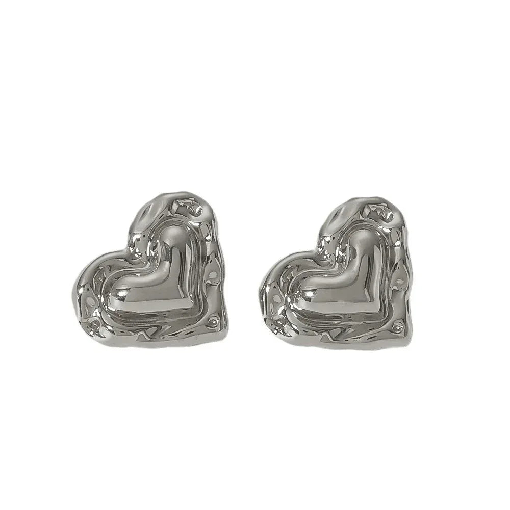 love-heart-shaped-stainless-steel-18k-ear-stud-and-ring - Viexta