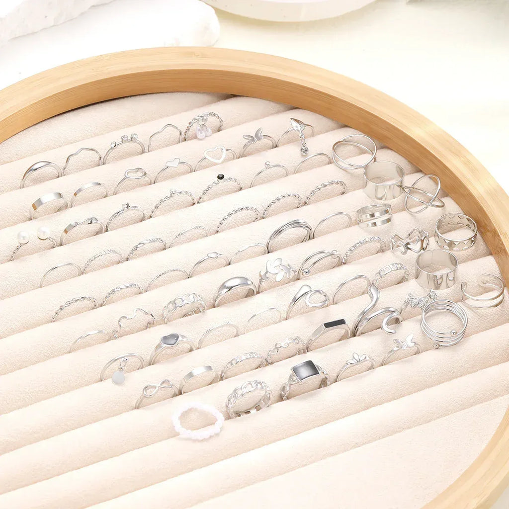 69 pieces Pearl Leaves Hollow Heart-shaped Ring - Viexta