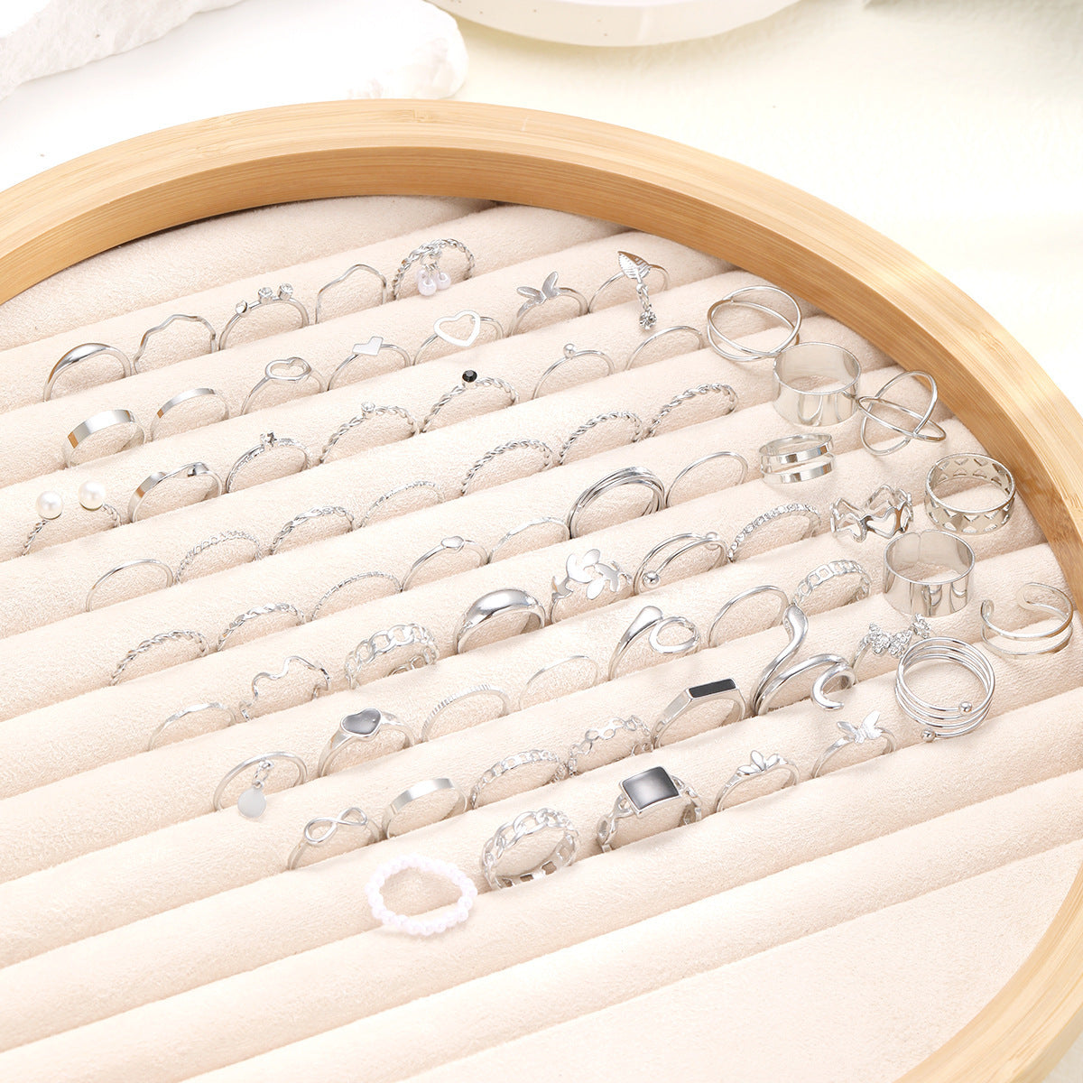 69 pieces Pearl Leaves Hollow Heart-shaped Ring