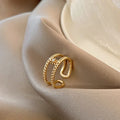 Ins Layered Zircon Forefinger Ring - Viexta