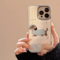 Cute Blue Milk-colored Embroidered Puppy iPhone Case - Viexta