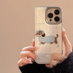 Cute Blue Milk-colored Embroidered Puppy iPhone Case - Viexta