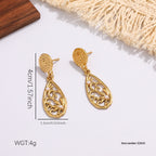 Niche Diamond-encrusted Drop Earrings In Titanium Steel