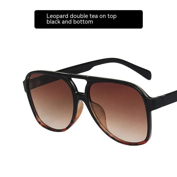womens-fashion-retro-double-beam-large-rim-sunglasses - Viexta