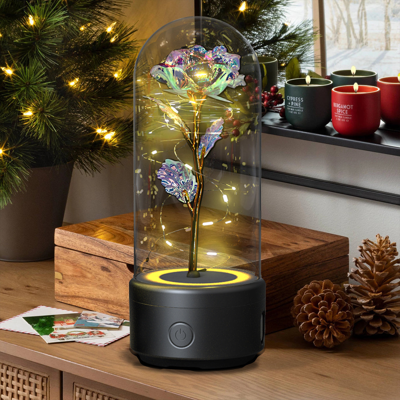 2 In 1 Rose LED Light with Bluetooth Speaker