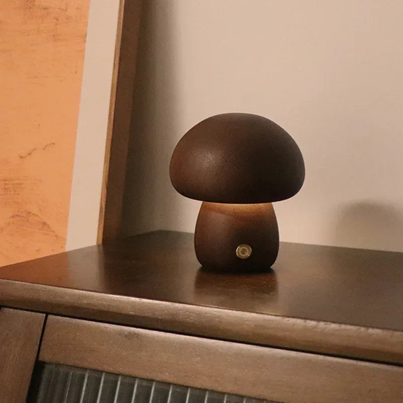 Wooden Cute Mushroom LED Night Light - Viexta