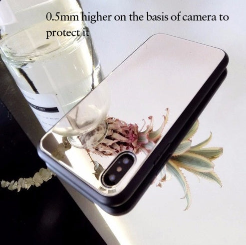 IPhone mirror phone case with self-timer glass case