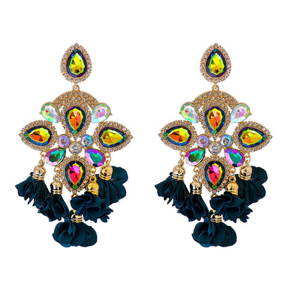 Bohemia Color Diamond Flower Earrings