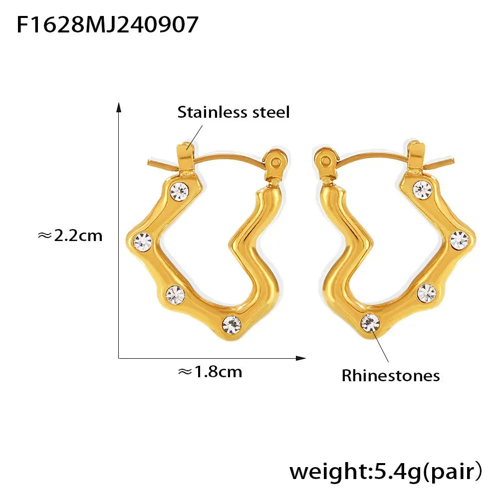 Heart-shaped Stainless Steel 18K Gold-plated Light Luxury Earrings - Viexta
