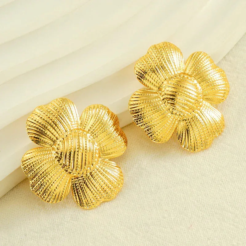 Titanium Steel Flower Earrings - Viexta