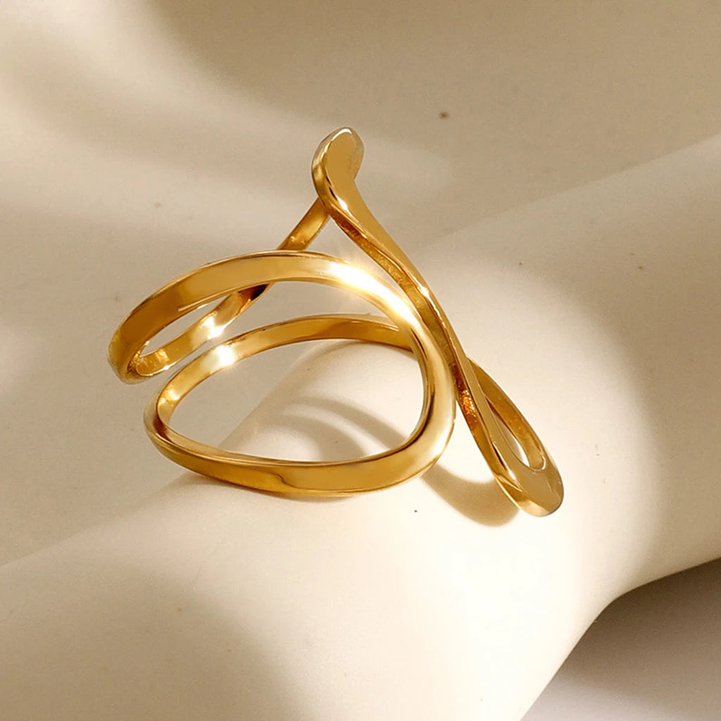18k gold stainless steel irregular opening ring