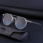 Metal Double Beam Vintage Sunglasses - Viexta