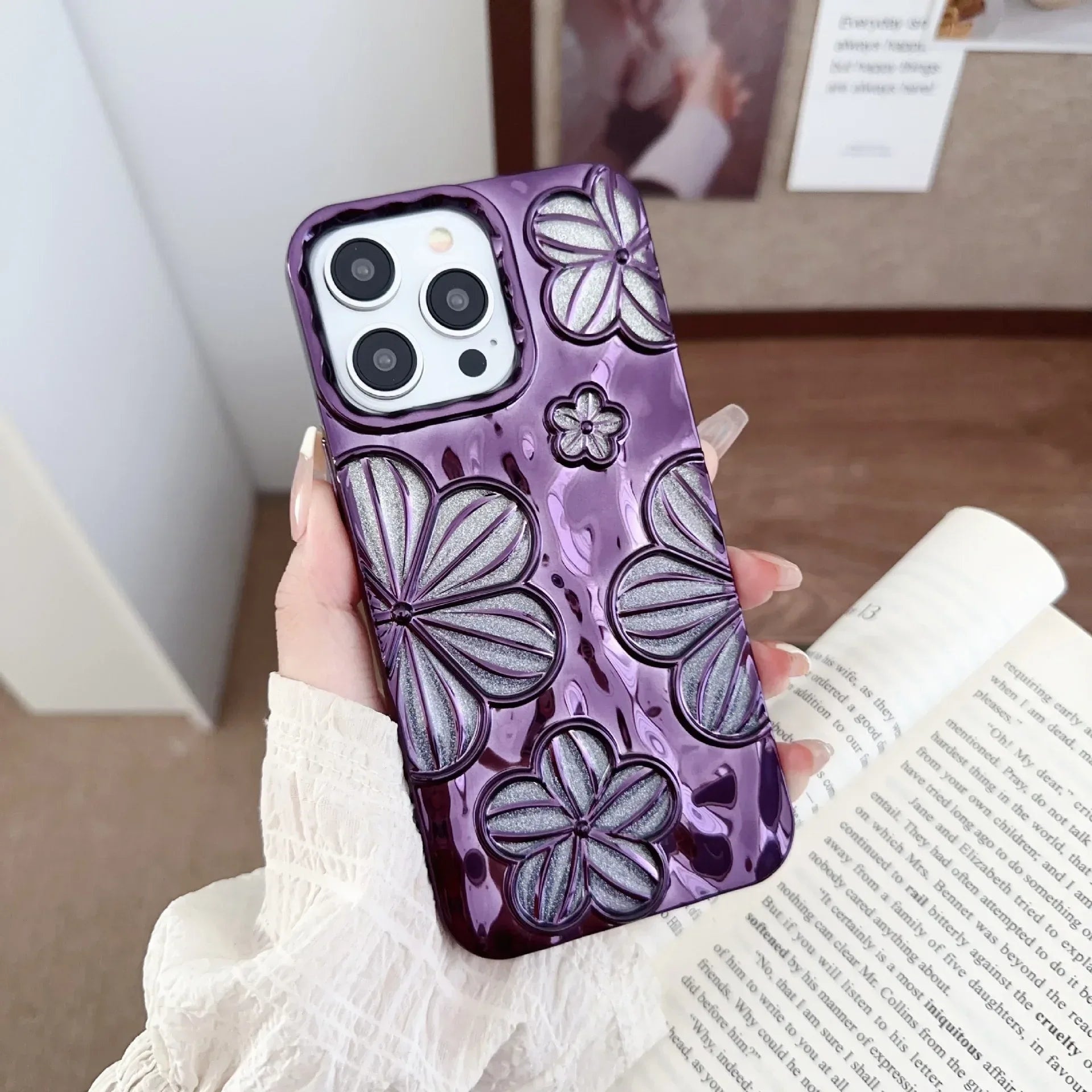Electroplating Pleated Flower iPhone Case - Viexta