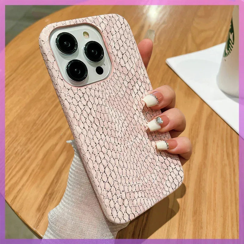 Gold Silk Snake Pattern Anti-fall iPhone Case - Viexta