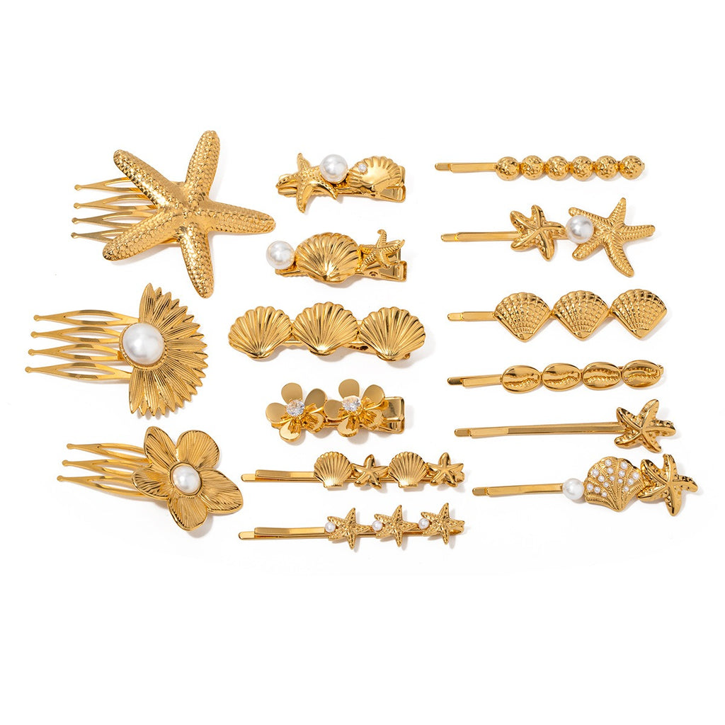 Stainless steel shell hair clip with bangs and metal hair accessories