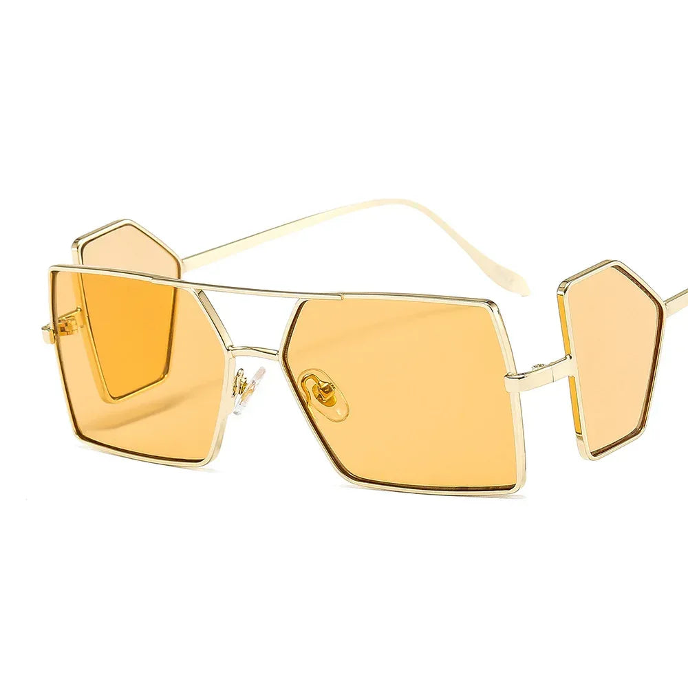 Metal Side Lens Square Sunglasses - Viexta