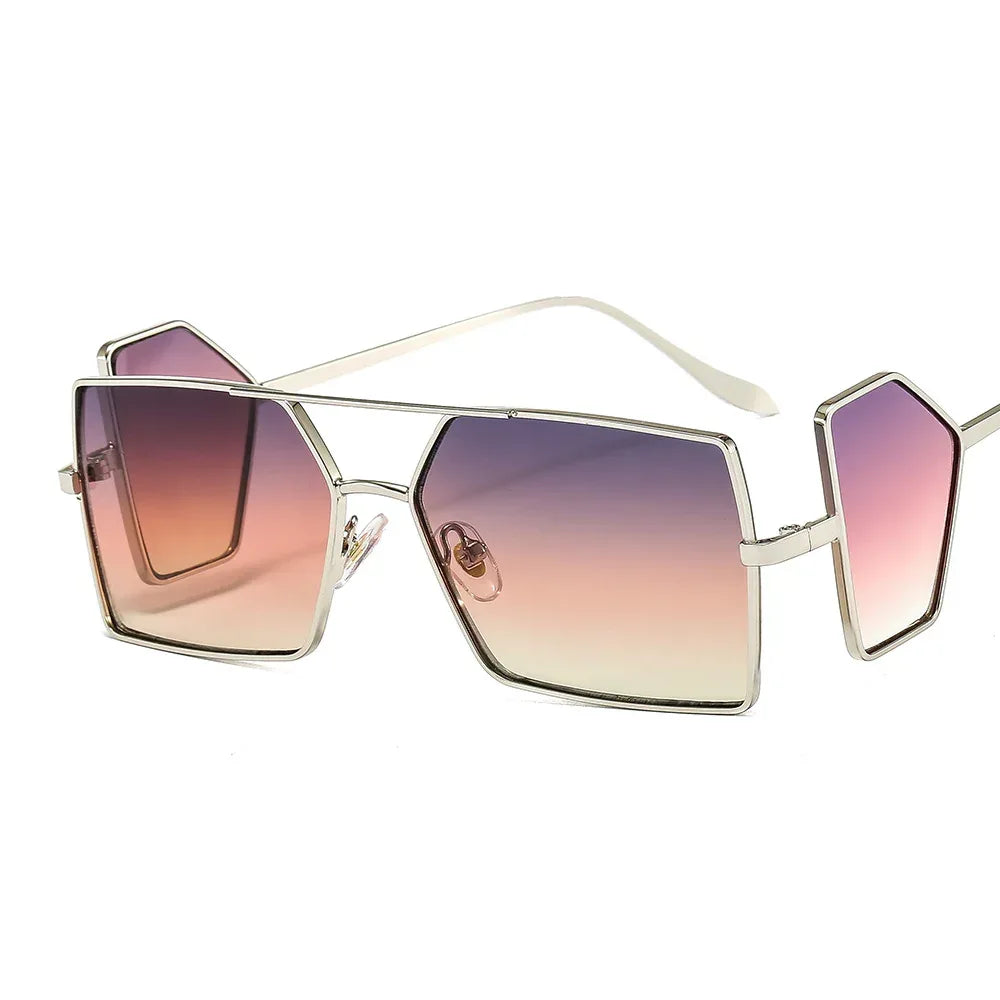 Metal Side Lens Square Sunglasses - Viexta