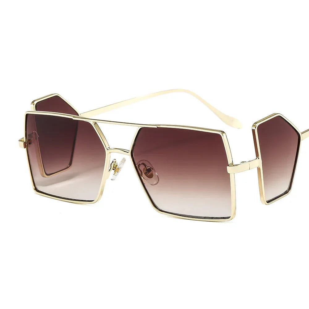 Metal Side Lens Square Sunglasses - Viexta