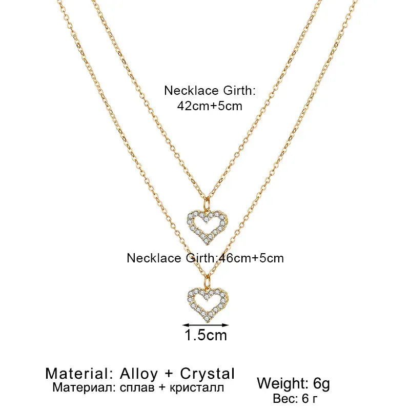 Golden Love Double Pendant Necklace - Viexta