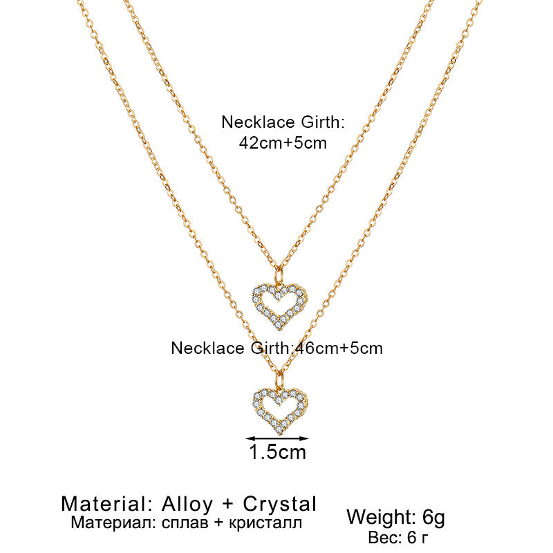 Golden Love Double Pendant Necklace