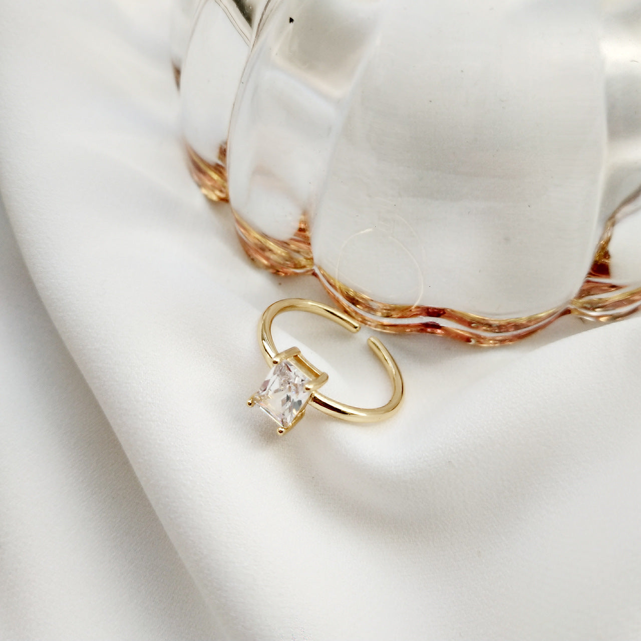 Sterling Silver Square Diamond Ring