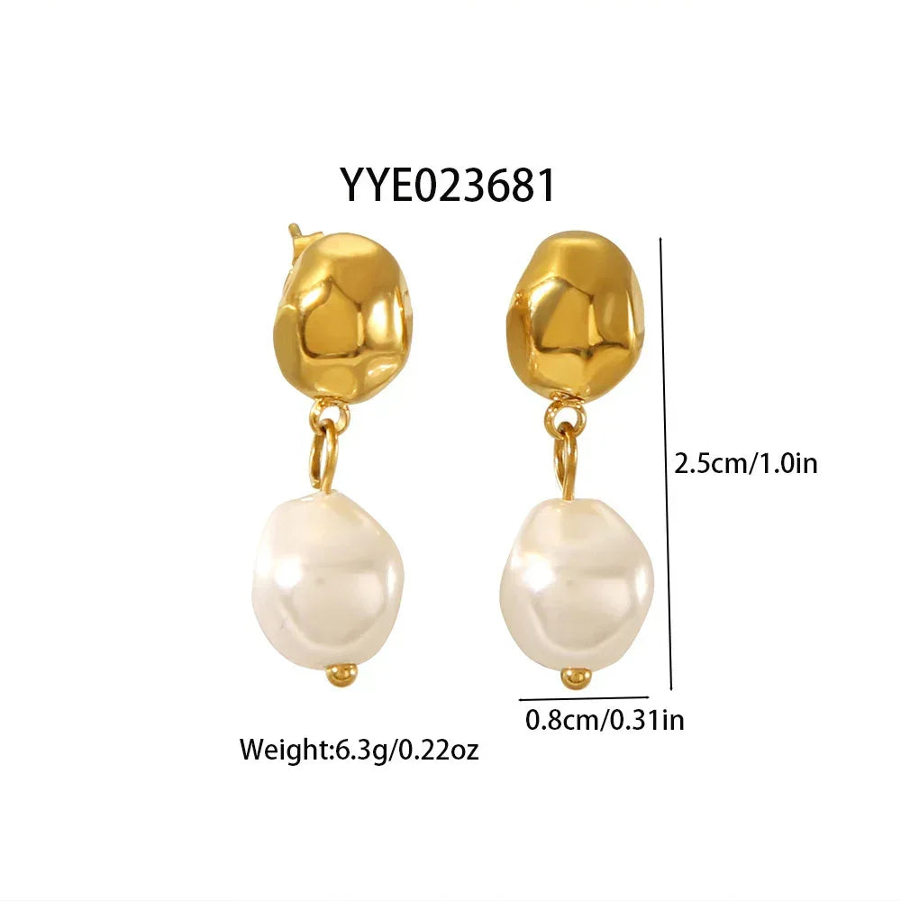 Titanium Steel Irregular High-grade Pearl Earrings For Women - Viexta