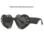 Diamond-Encrusted Heart-Shaped Sunglasses - Viexta