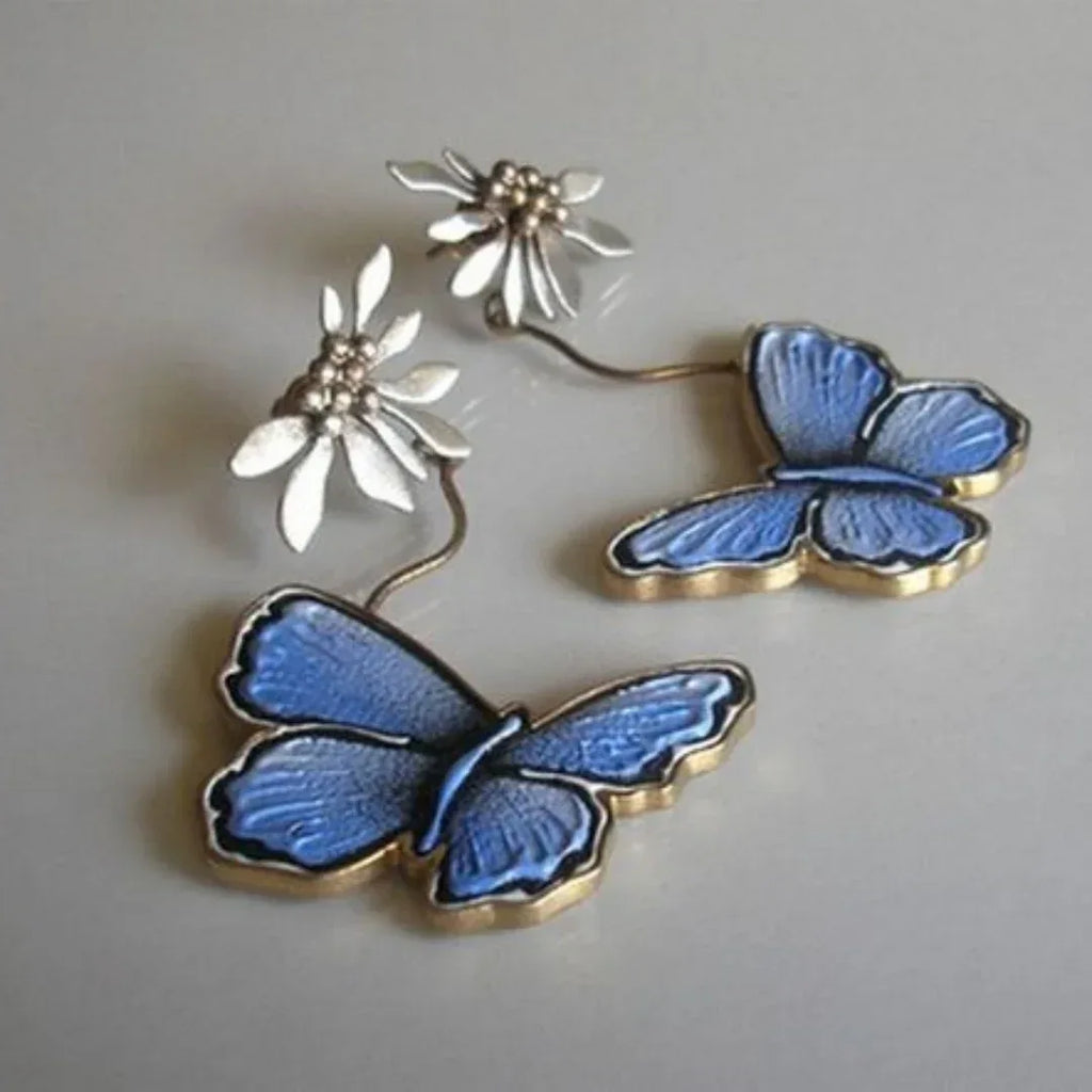 Epoxy Butterfly Thai Silver Earrings - Viexta