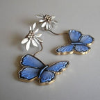 Epoxy Butterfly Thai Silver Earrings
