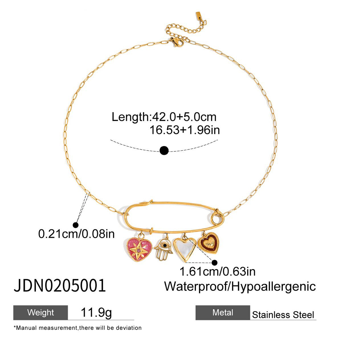 Stainless Steel Clip On Love Necklace For Women