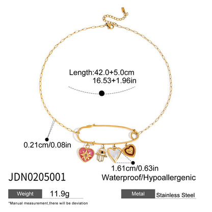 Stainless Steel Clip On Love Necklace For Women